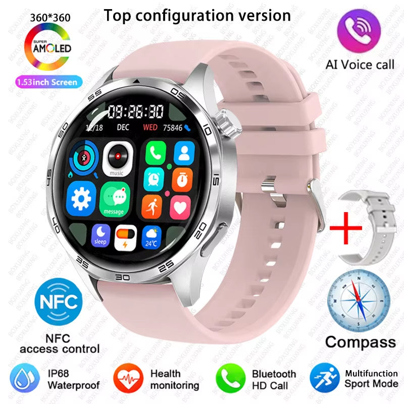 2026 New Smart Watch Men Watch 5 Pro AMOLED HD Screen Bluetooth Call GPS Trajectory NFC Heart Rate Compass Smartwatches