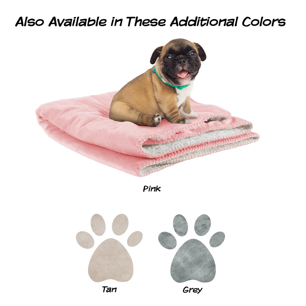 30X40-Inch Reversible Sherpa Fleece Waterproof Dog Blanket (Pink)