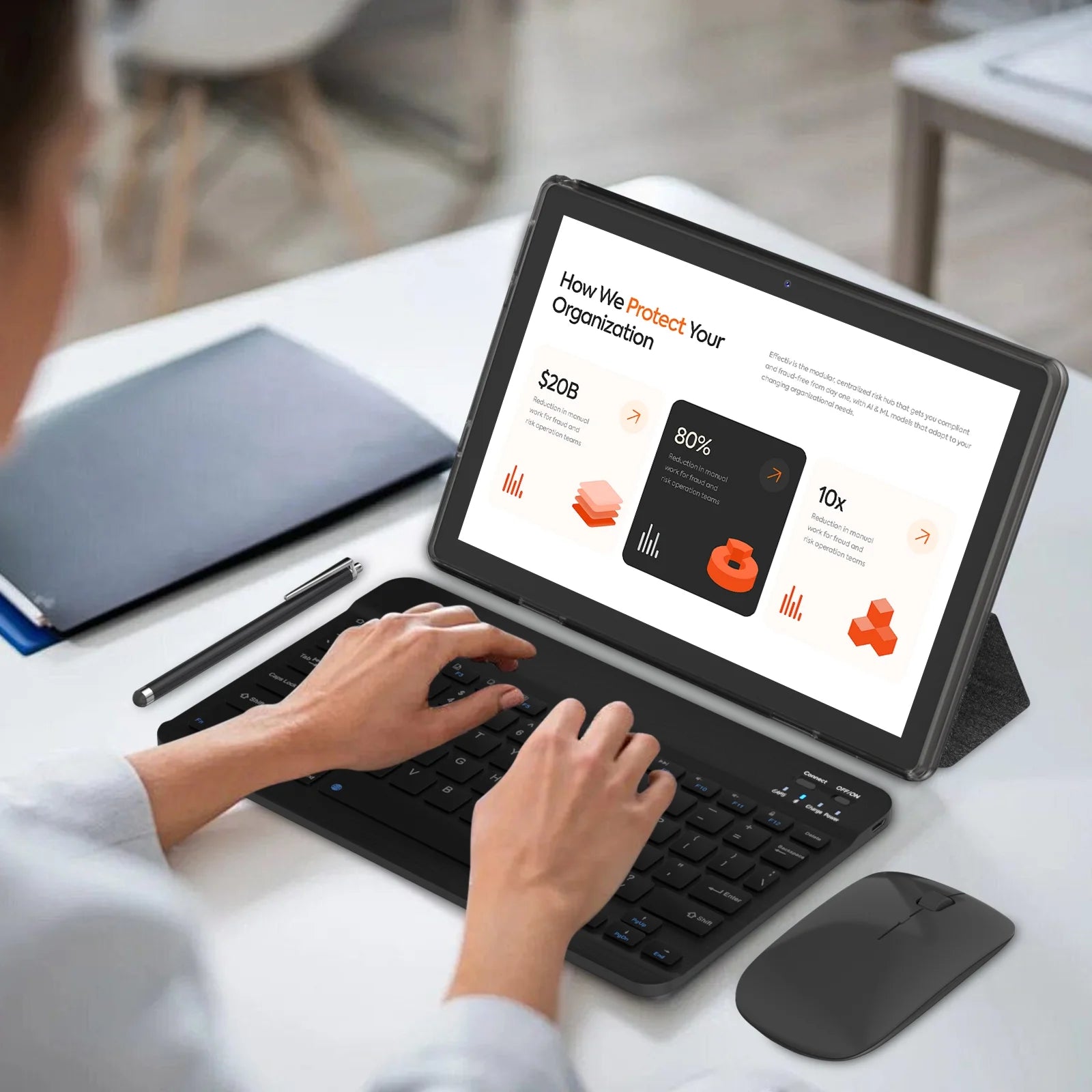 2024 Newest Android 13 Tablet 10 Inch, 12GB RAM 128GB ROM/1TB Expandable Tablet PC, 2 in 1 Tablets with Keyboard, Quad-Core 2.0Ghz CPU HD Screen, Google Certified 5G Wifi 6 BT 5.0, 8MP Camera Tableta