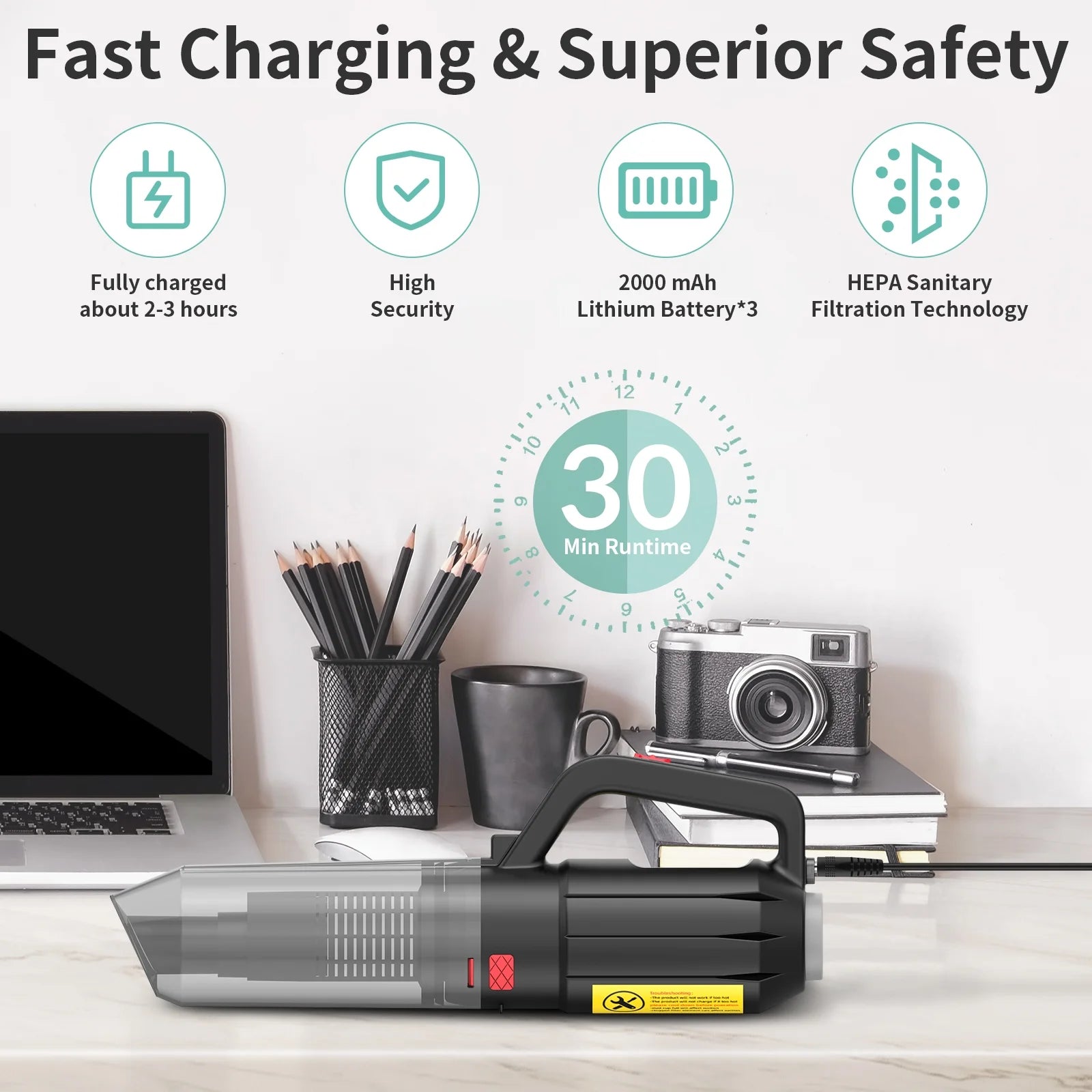 Cordless Handheld Vacuum Cleaner, Portable Car Vacuum Cleaner 3 in 1 Cordless Vacuum Air Blower and Hand Pump with LED Light for Home Car Pet Hair