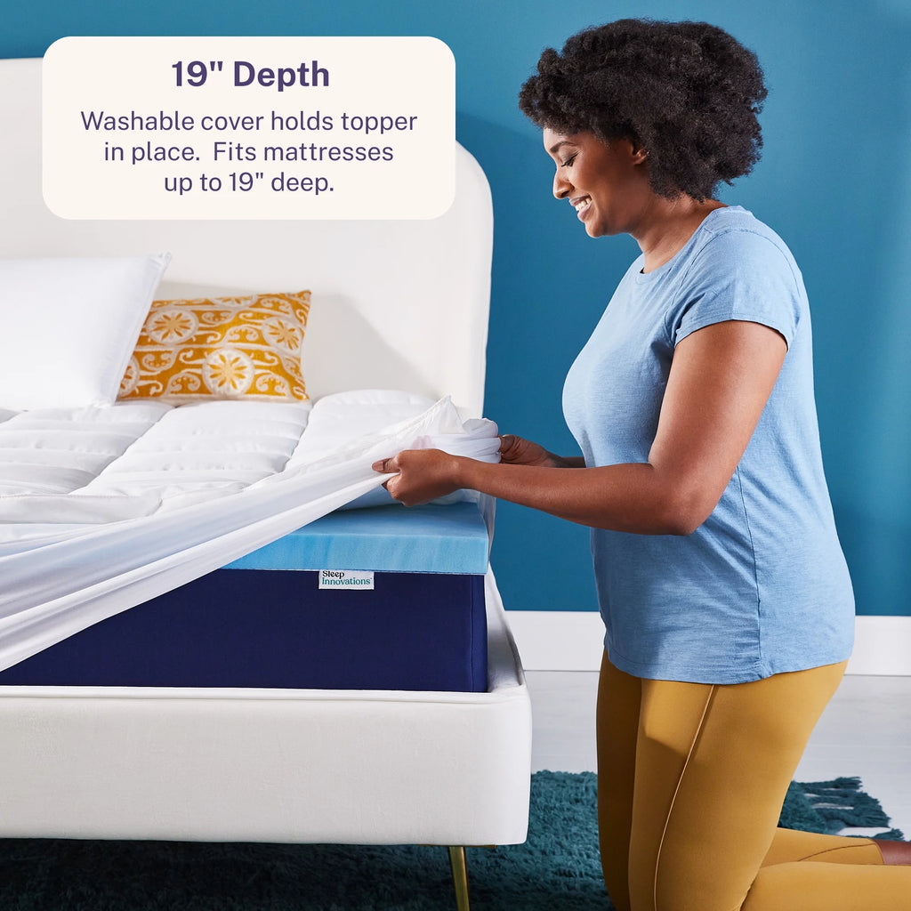 Memory Foam Mattress Topper, Twin, Gel Dual Layer Support, 4 Inch