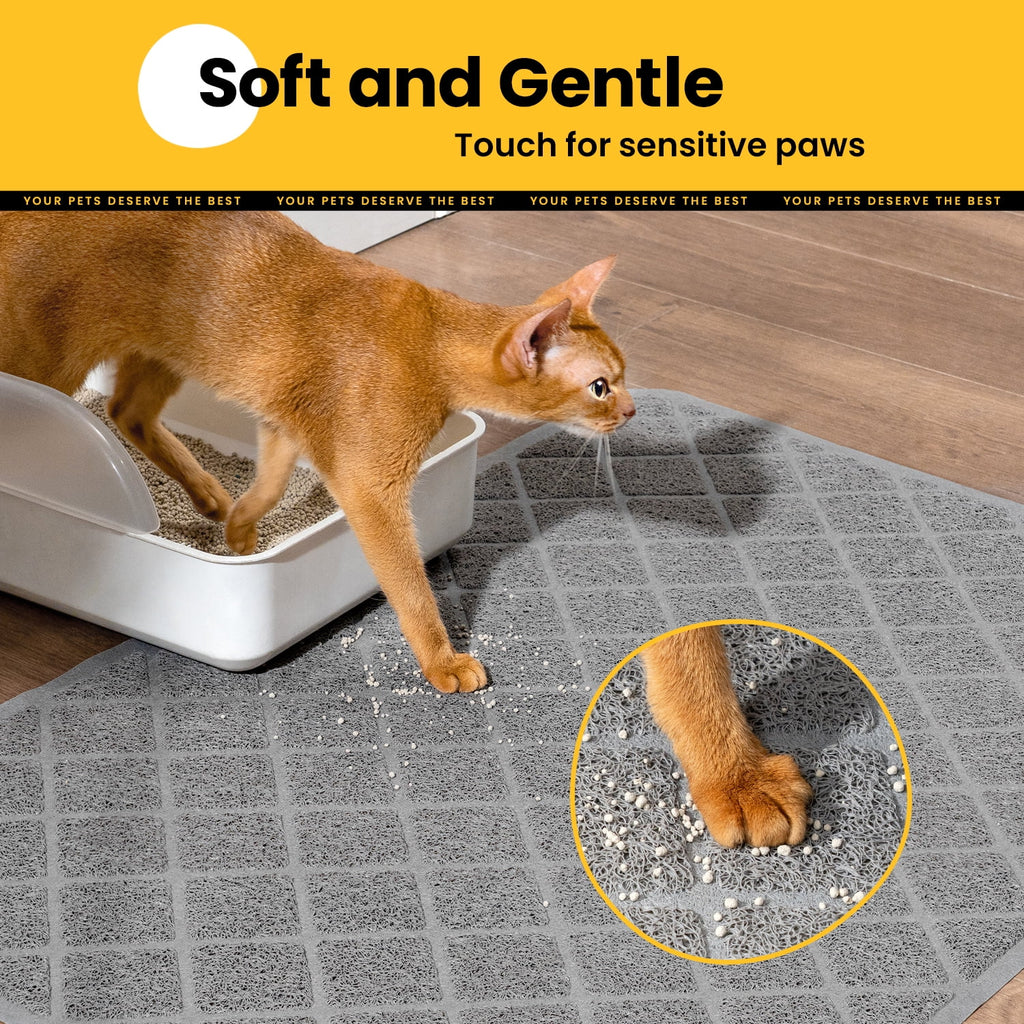 Cat Litter Mat, 40" X 28" Premium Durable PVC, Non-Slip, Less Waste, Urine Waterproof