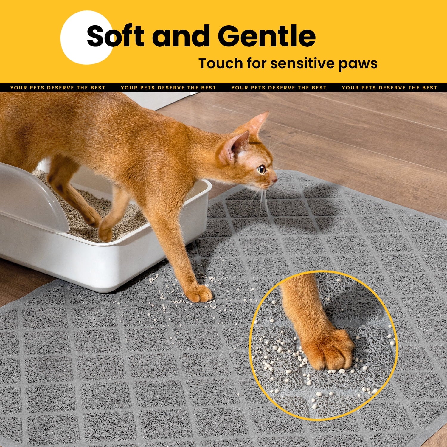 Cat Litter Mat, 40" X 28" Premium Durable PVC, Non-Slip, Less Waste, Urine Waterproof