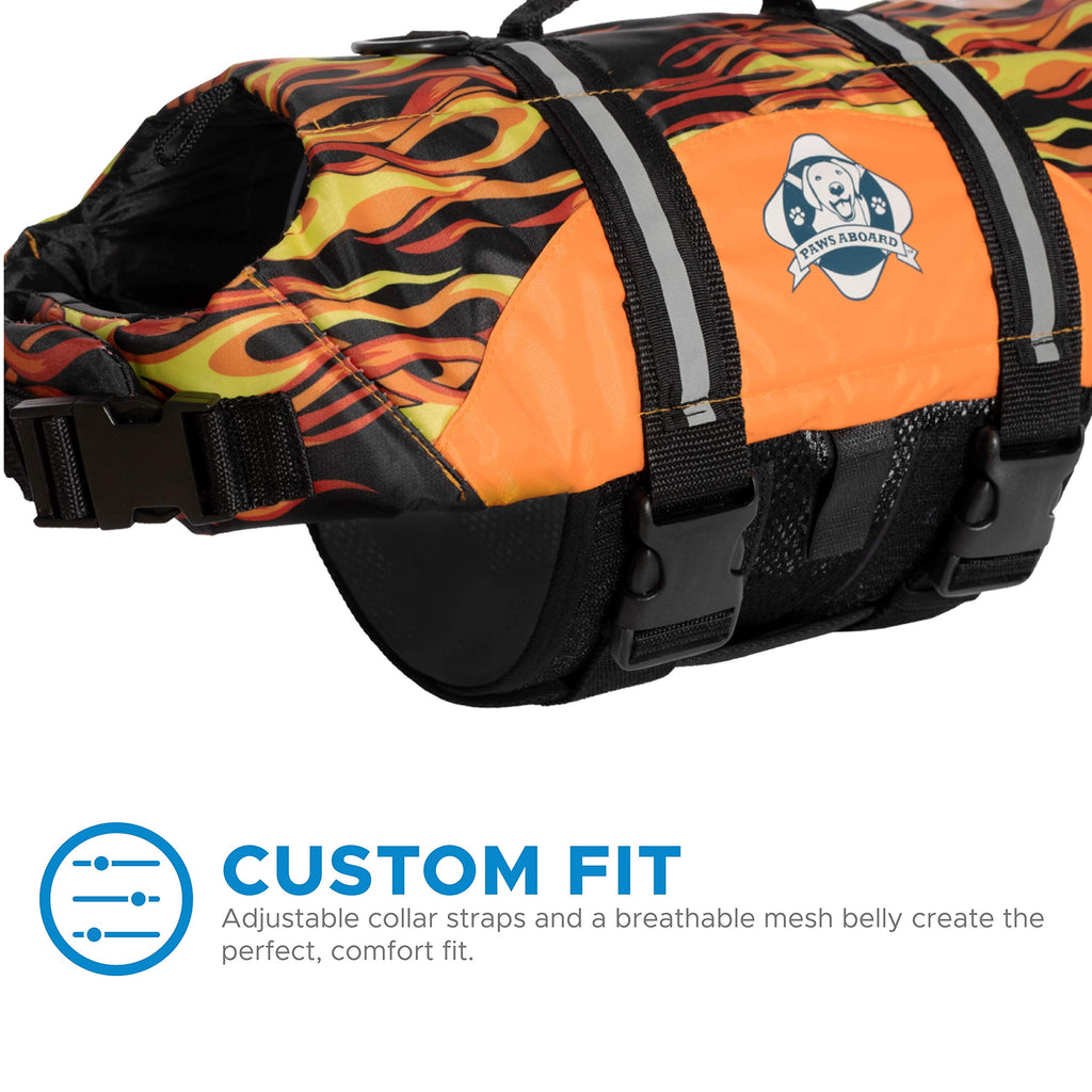 New Doggy Life Jacket-Nylon  F1600 XL Weight 90 Ibs & up Orange Flame "Bad to the Bone"