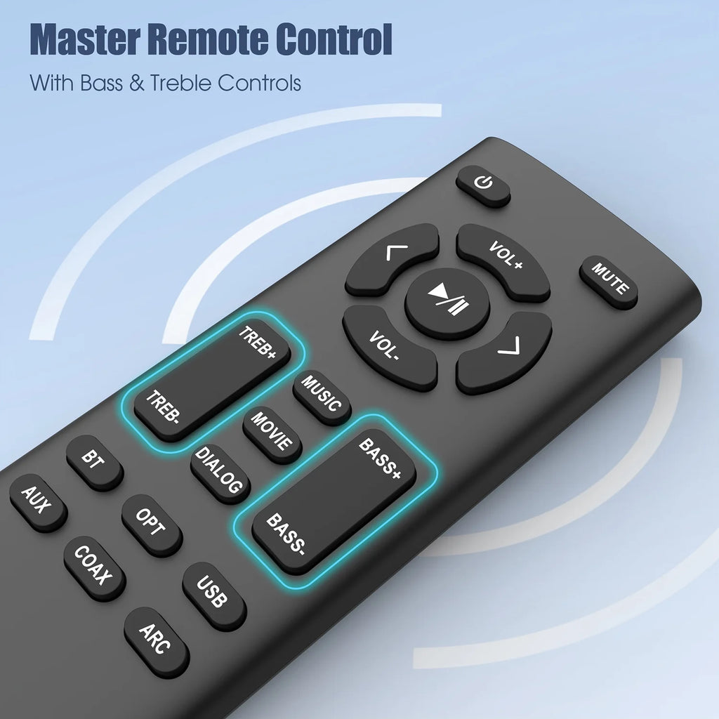 100W 28-Inch Bluetooth 5.3 Sound Bar with HDMI, Home Theater Surround Sound System with Built-In Subwoofer for Smart TV with Remote, Brushed Finish Gray