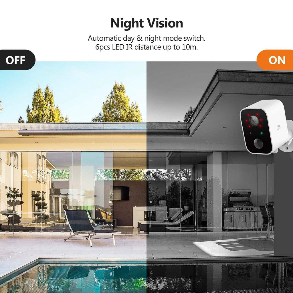 Security Cameras Wireless Outdoor with Solar Panel Cameras for Home Security, 1080P, Home Camera with Night Vision, 3 Pack, White,
