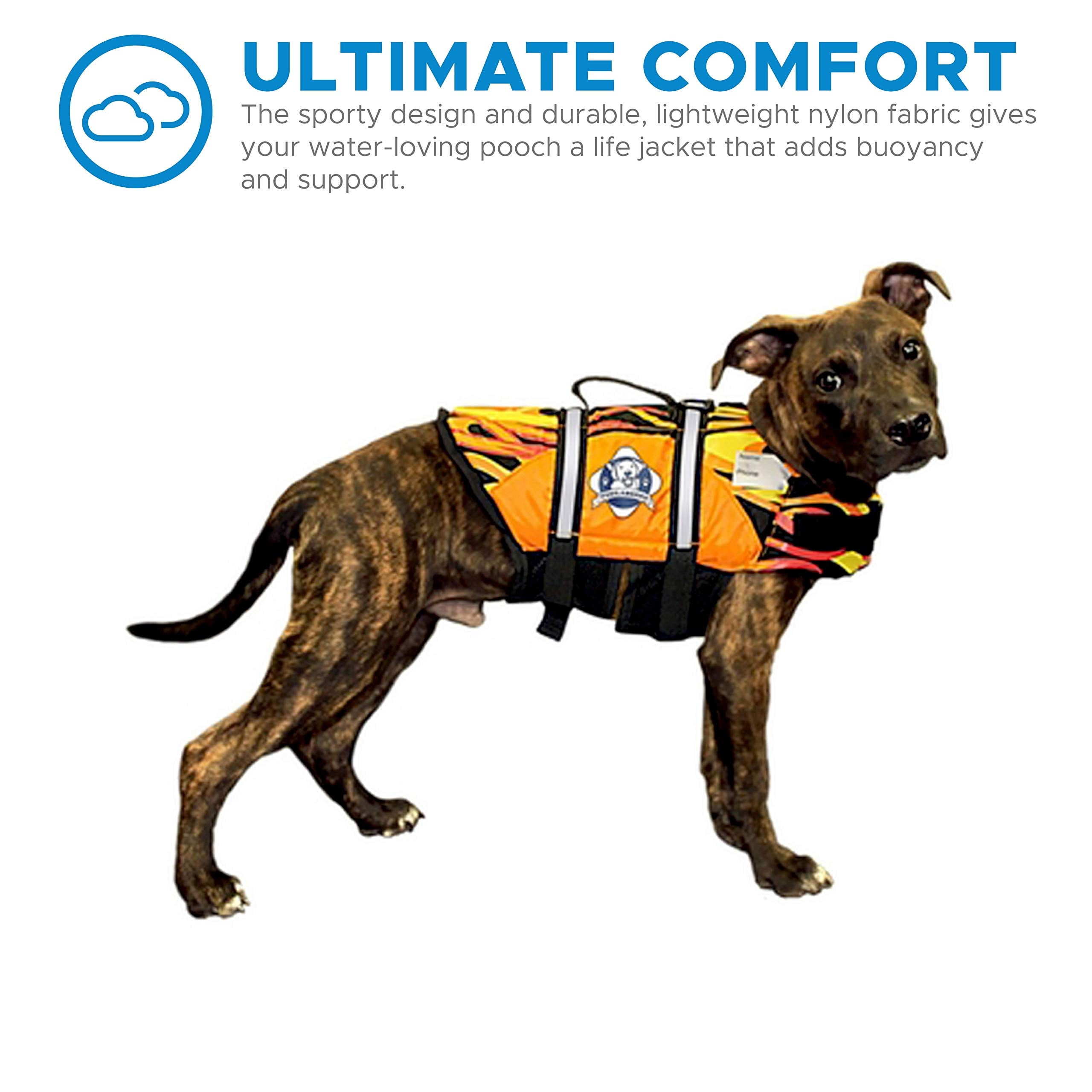 New Doggy Life Jacket-Nylon  F1600 XL Weight 90 Ibs & up Orange Flame "Bad to the Bone"