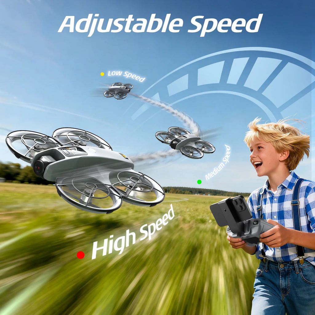 M2 Drone with HD Camera for Kids, One-Key Takeoff and Landing, 360° Flip, Headless Mode, Optical Flow Hover, Brushless Motor, 2 Batteries, Gray
