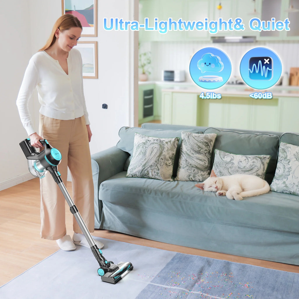 Cordless Vacuum Cleaner, 30Kpa Powerful Suction Stick Vacuum, 6 in 1 Lightweight Vacuum Cleaners for Home Hardfloor Carpet Pet Hair, N15