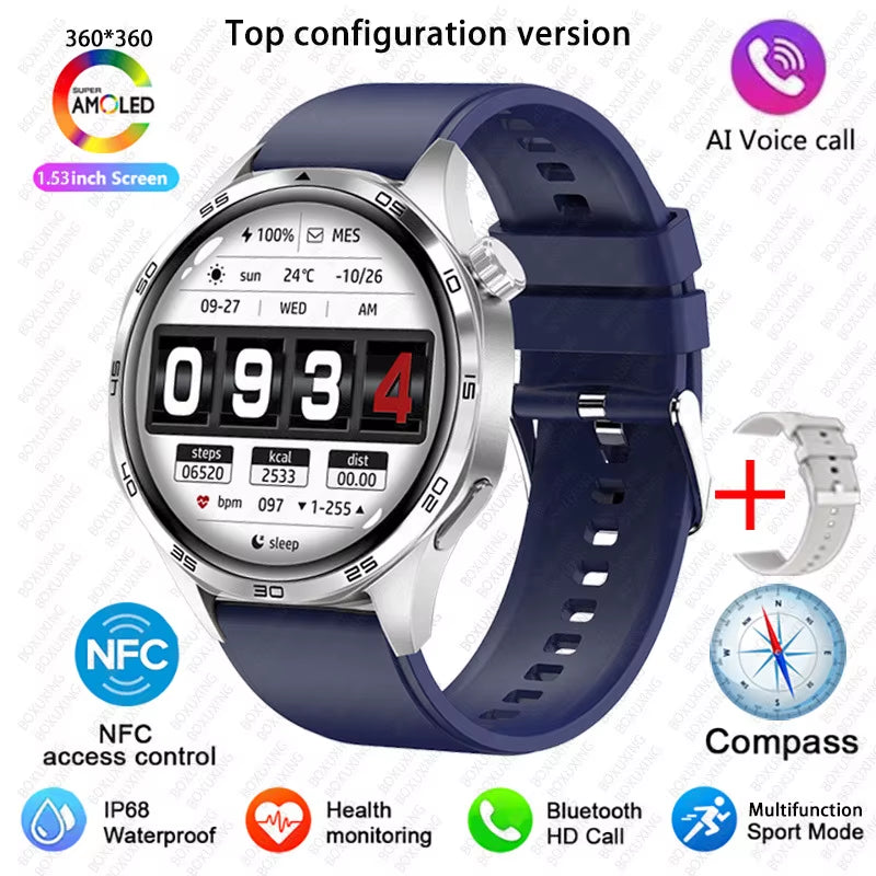 2026 New Smart Watch Men Watch 5 Pro AMOLED HD Screen Bluetooth Call GPS Trajectory NFC Heart Rate Compass Smartwatches
