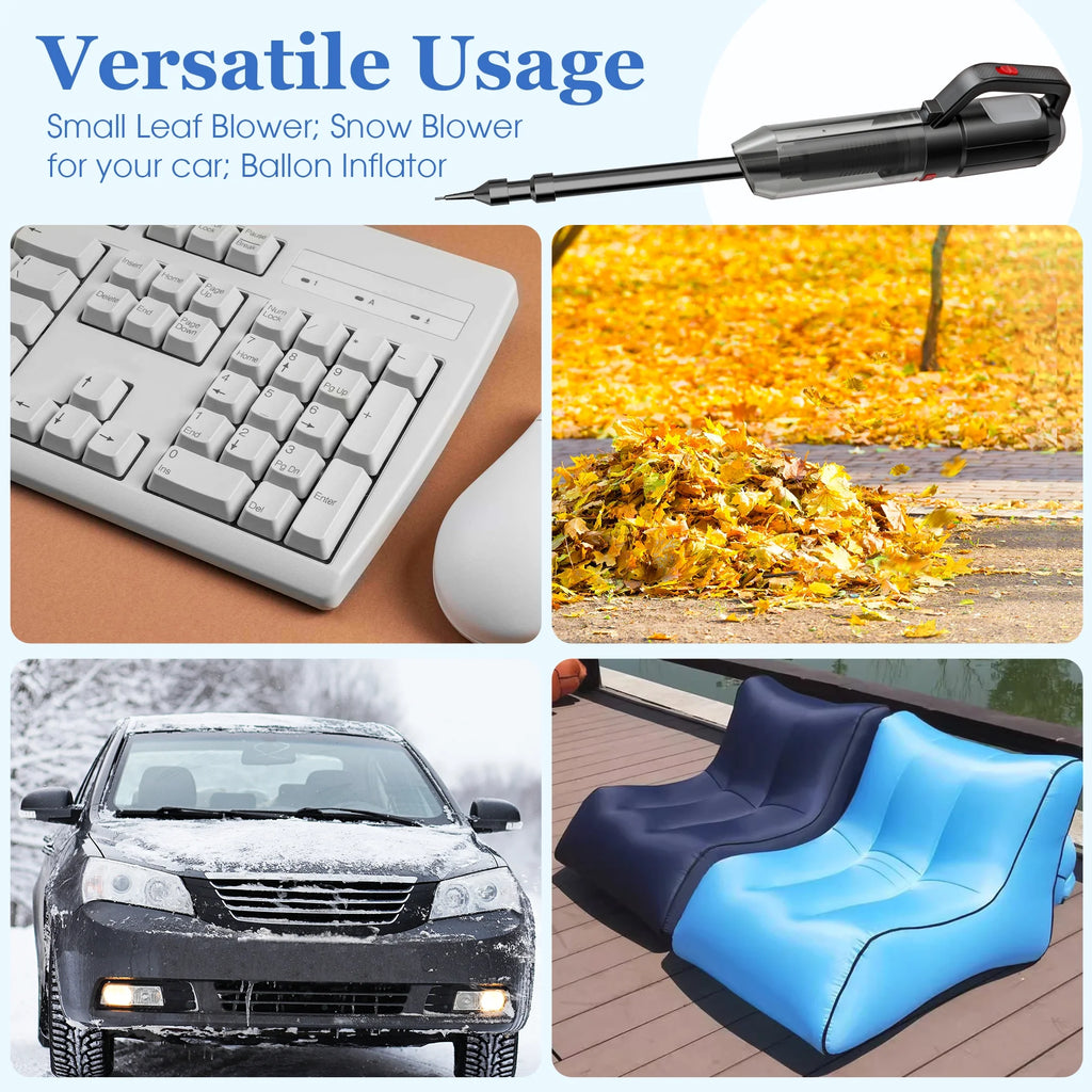 Cordless Handheld Vacuum Cleaner, Portable Car Vacuum Cleaner 3 in 1 Cordless Vacuum Air Blower and Hand Pump with LED Light for Home Car Pet Hair