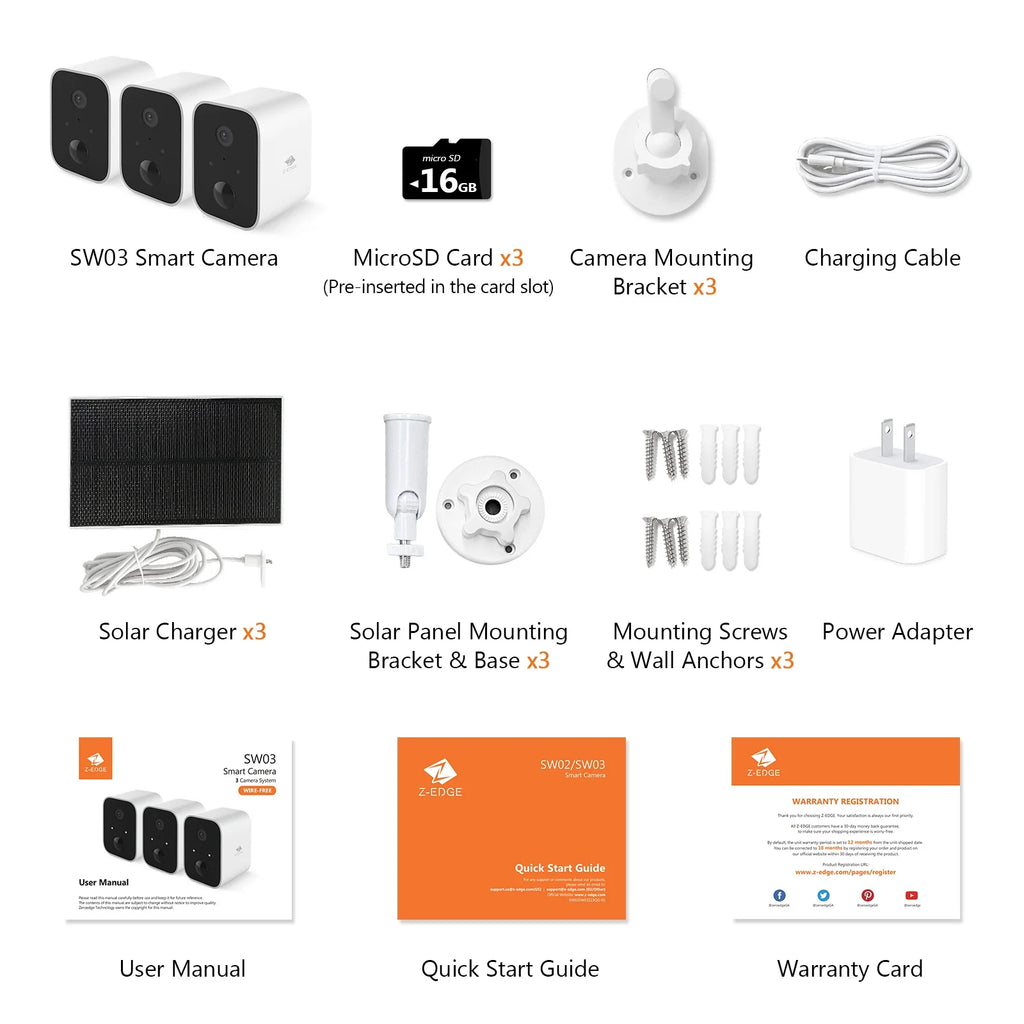 Security Cameras Wireless Outdoor with Solar Panel Cameras for Home Security, 1080P, Home Camera with Night Vision, 3 Pack, White,