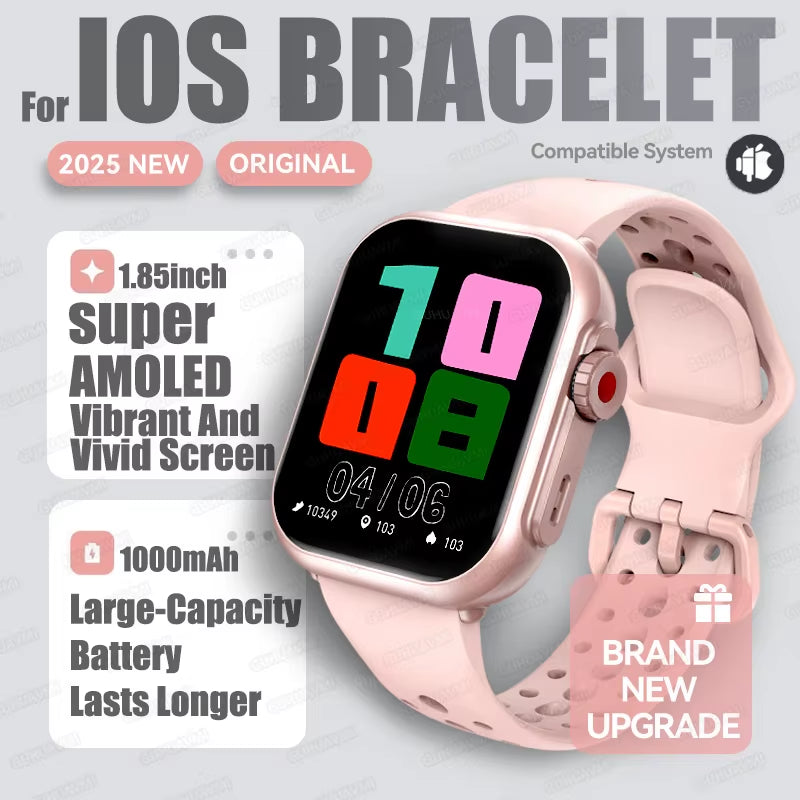 2025 New Fashion Sports Smart Watch Men Women 1.85-Inch HD AMOLED Full Touch Screen IP68 Waterproof Bluetooth Call Smartwatches