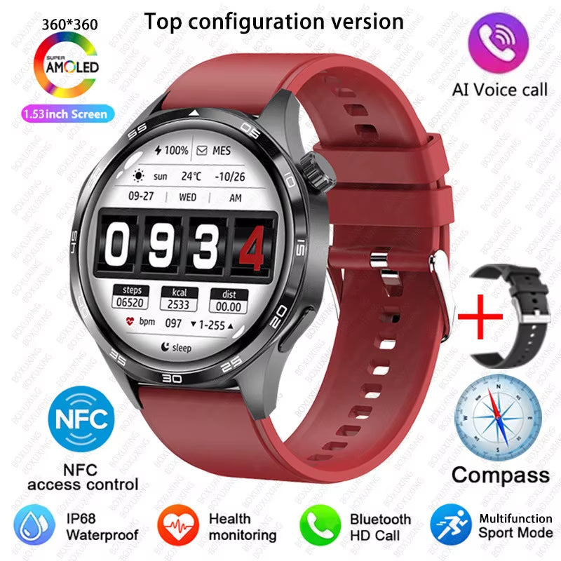 2026 New Smart Watch Men Watch 5 Pro AMOLED HD Screen Bluetooth Call GPS Trajectory NFC Heart Rate Compass Smartwatches