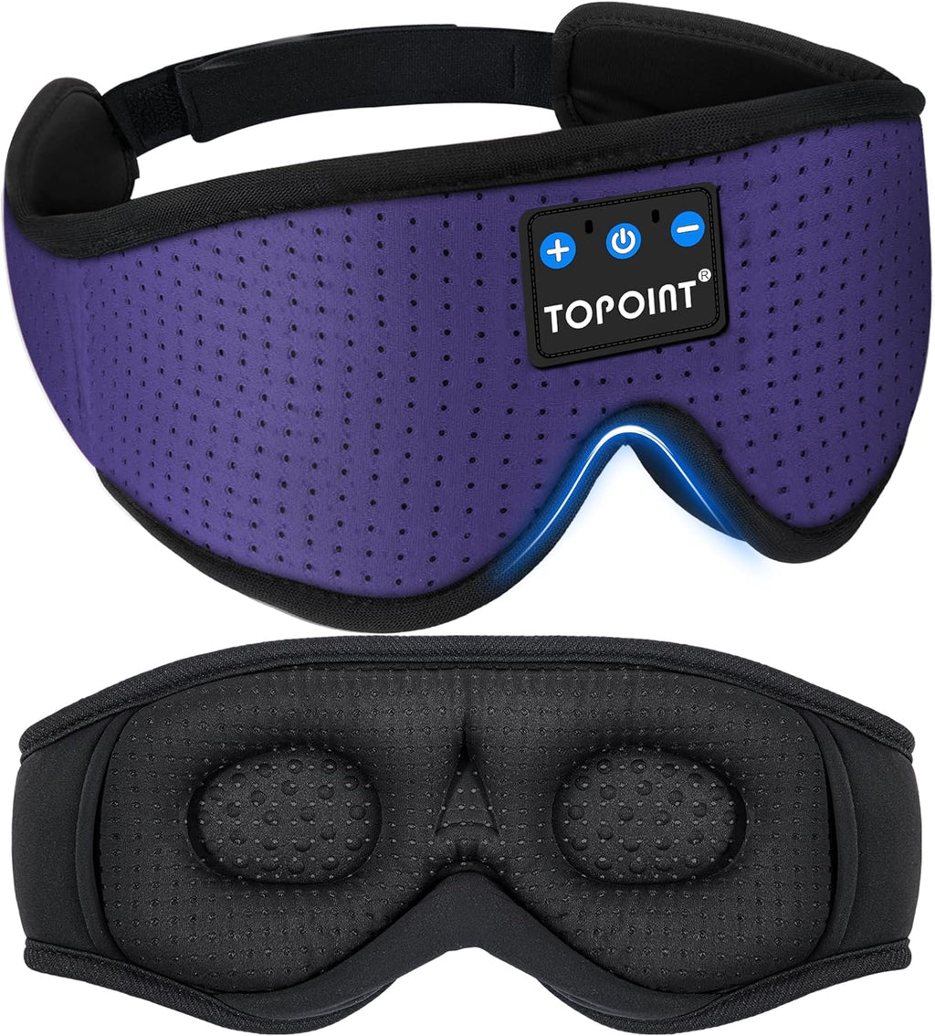 Sleep Mask with Headphones Bluetooth 5.4,  3D Eye Mask Blackout Breath Silk for Side Sleepers Women Men, Sleep Headphones Earphones HD Speaker Microphone for Travel Meditation Gift, CPAP Users