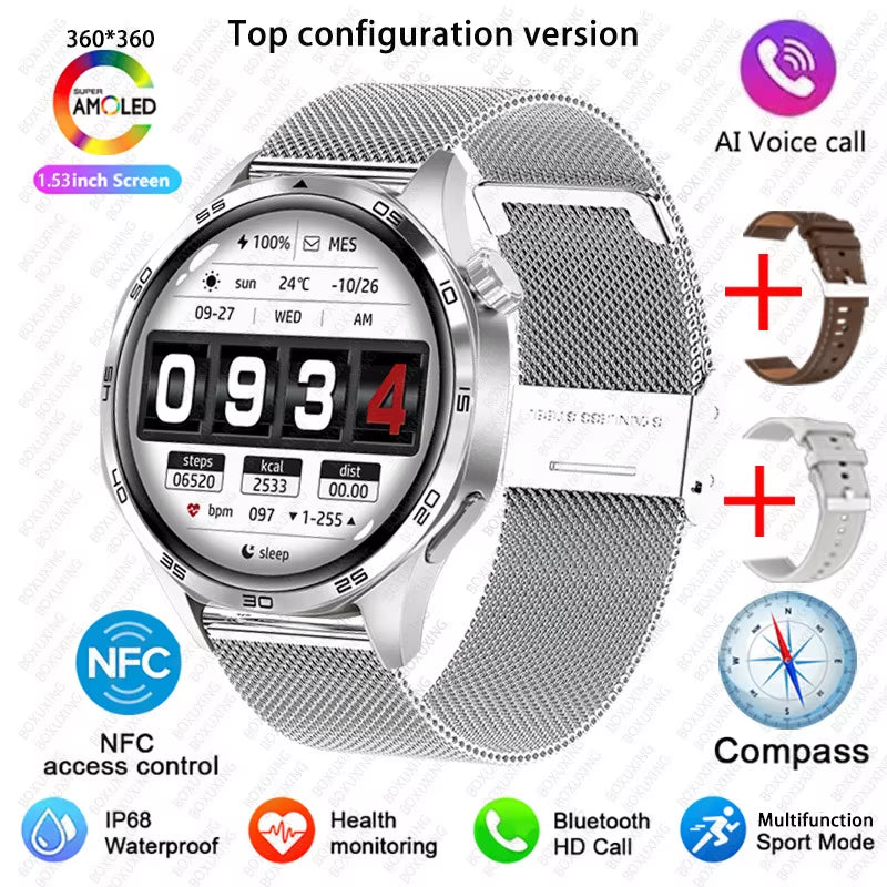 2026 New Smart Watch Men Watch 5 Pro AMOLED HD Screen Bluetooth Call GPS Trajectory NFC Heart Rate Compass Smartwatches