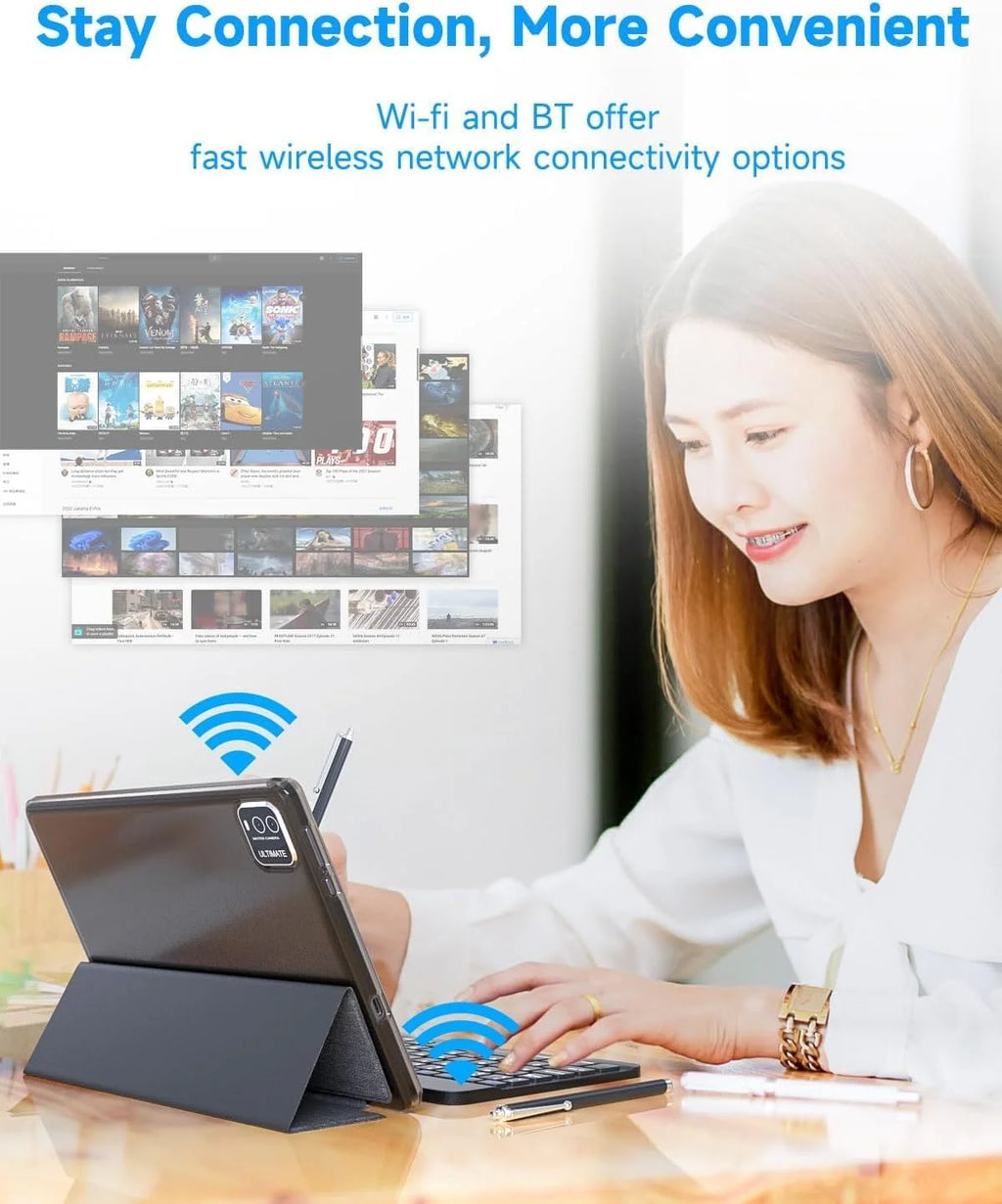 2 in 1 Tablet, 10 Inch Tablet Android Tablets PC with Keyboard Case Mouse Stylus, 4GB RAM+64GB ROM 512GB Expandable Tableta Computer, 10.1 IPS Screen, 2+8MP Dual Camera, Wifi BT Google Play.