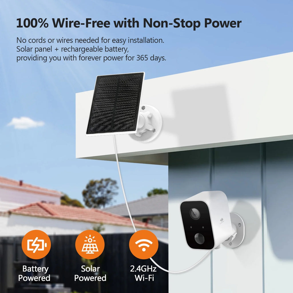 Security Cameras Wireless Outdoor with Solar Panel Cameras for Home Security, 1080P, Home Camera with Night Vision, 2 Pack,