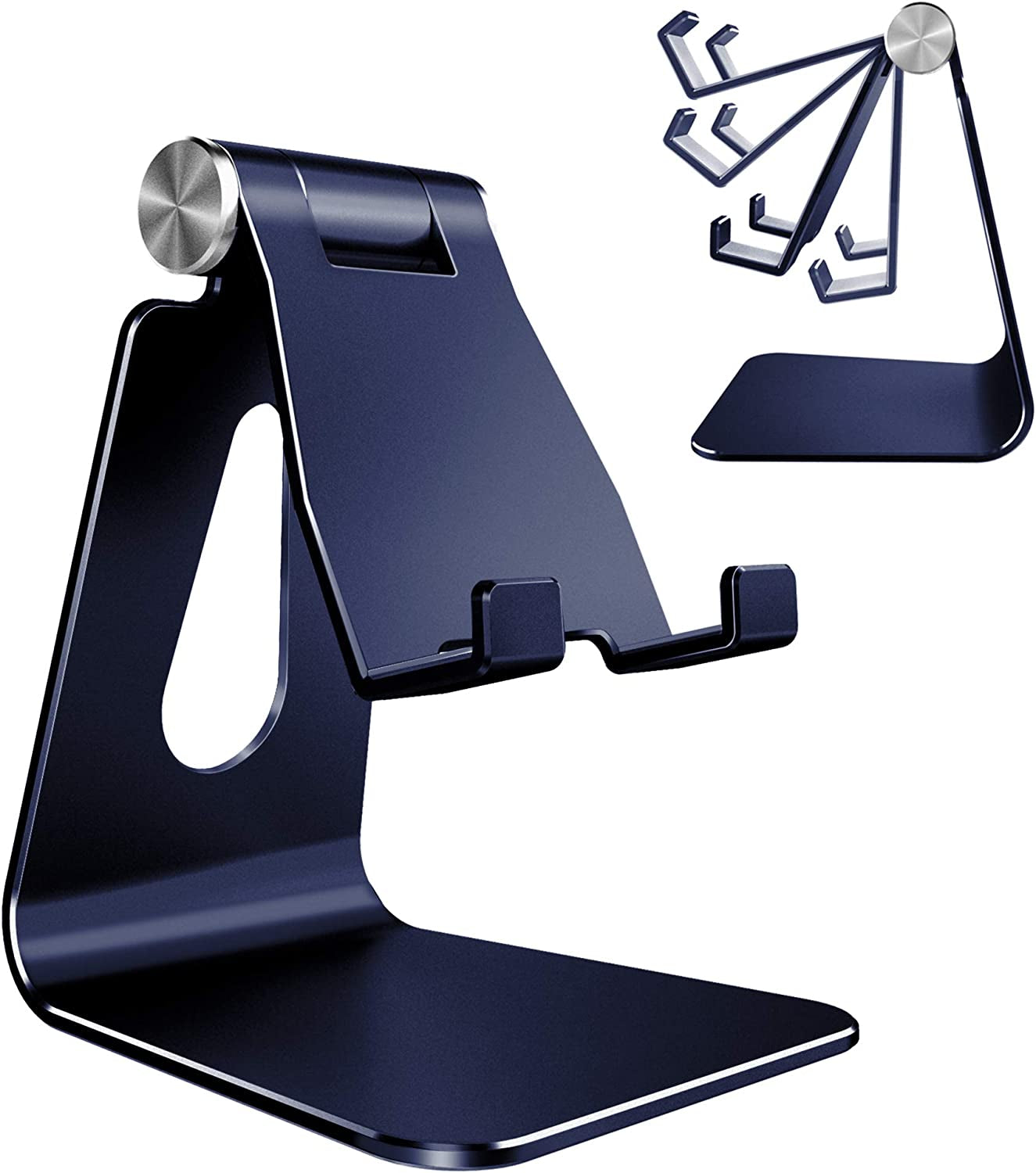 Adjustable Cell Phone Stand,  Phone Stand, Cradle, Dock, Holder, Aluminum Desktop Stand Compatible with Phone Xs Max Xr 8 7 6 6S plus SE Charging, Accessories Desk,All Mobile Phones-Navy Blue