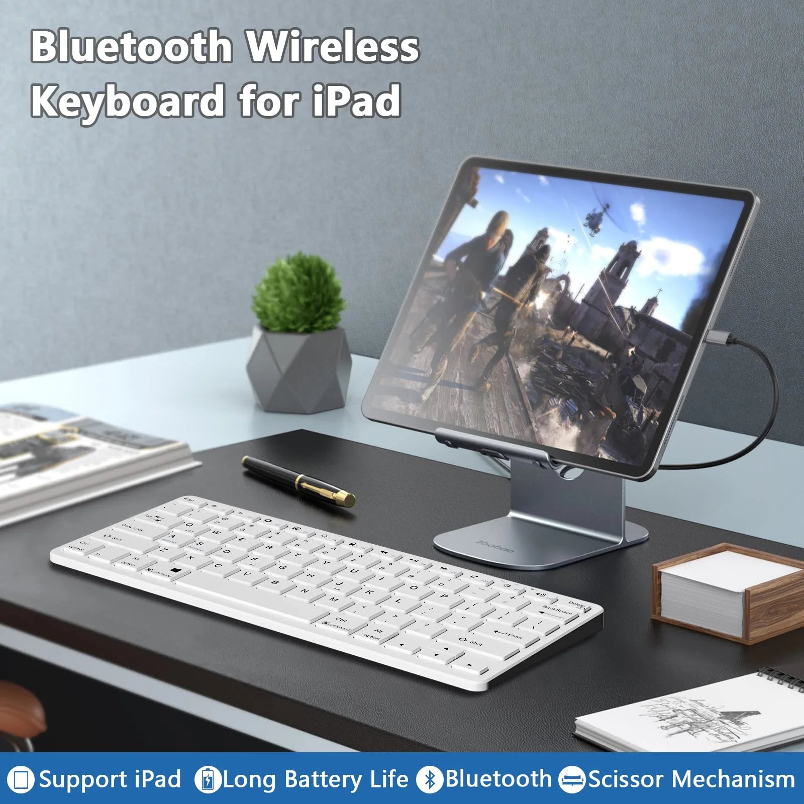Ultra-Slim Bluetooth Keyboard Wireless Keyboard Compatible Ipad 10Th/Ipad 10.2