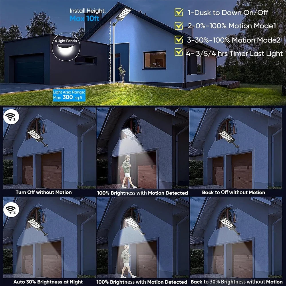 Super Bright Solar Street Lights, 90000LM Solar Parking Lot Lights Dusk to Dawn, Waterproof Solar Motion Sensor Lights, Solar Lights Outdoor for Garden Patio Yard
