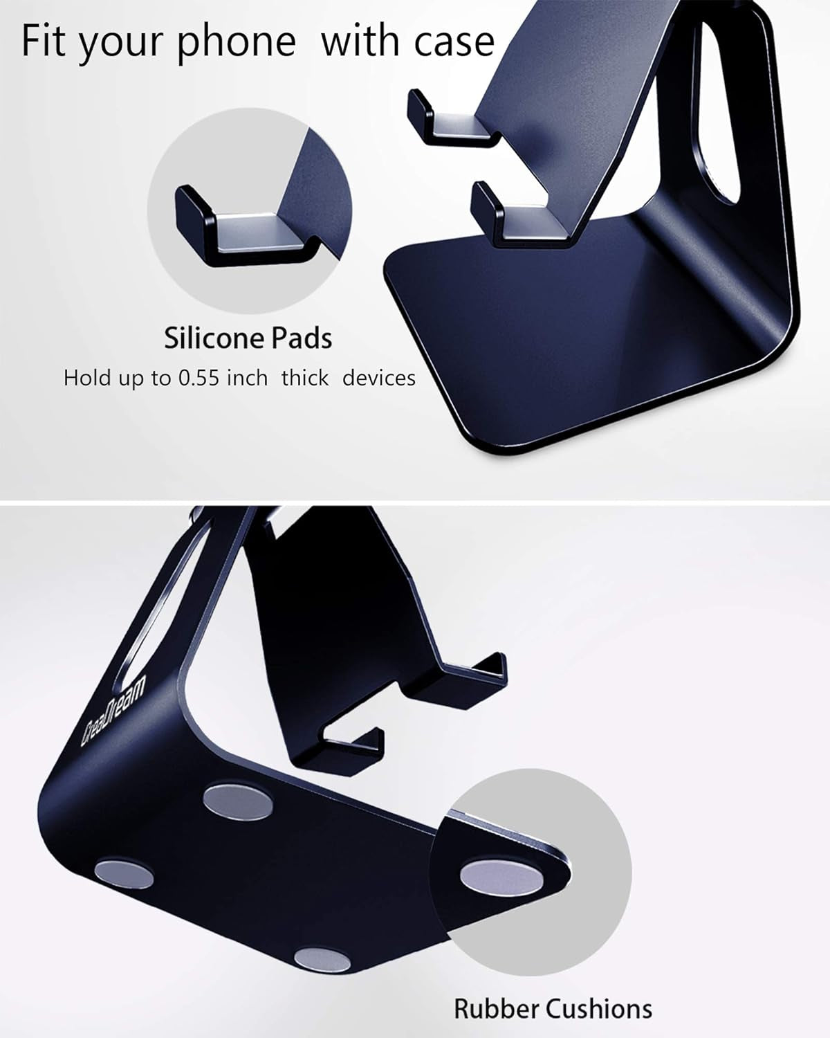 Adjustable Cell Phone Stand,  Phone Stand, Cradle, Dock, Holder, Aluminum Desktop Stand Compatible with Phone Xs Max Xr 8 7 6 6S plus SE Charging, Accessories Desk,All Mobile Phones-Navy Blue