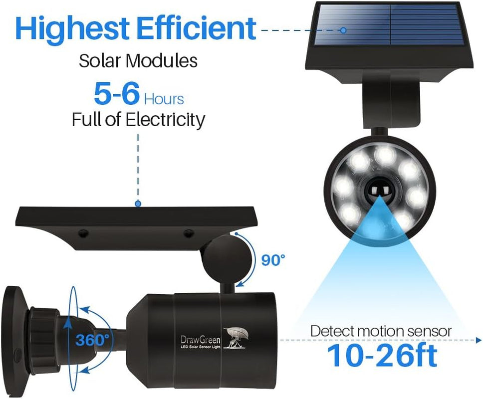 Solar Motion Sensor Lights Outdoor Aluminum Case(Not Plastic), Solar Flood Spot Lights for outside Post Yard Patio Path Garden, 100-Week Free Refund/Replacement
