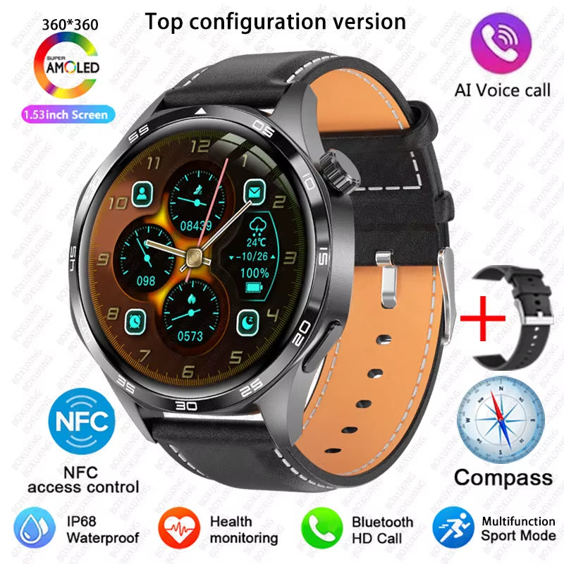2026 New Smart Watch Men Watch 5 Pro AMOLED HD Screen Bluetooth Call GPS Trajectory NFC Heart Rate Compass Smartwatches