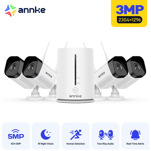 3MP 5MP Wireless Security Cameras 4CH NVR Video Surveillance Kit Night Vision IP66 Outdoor 3.6Mm Wifi Security Cameras