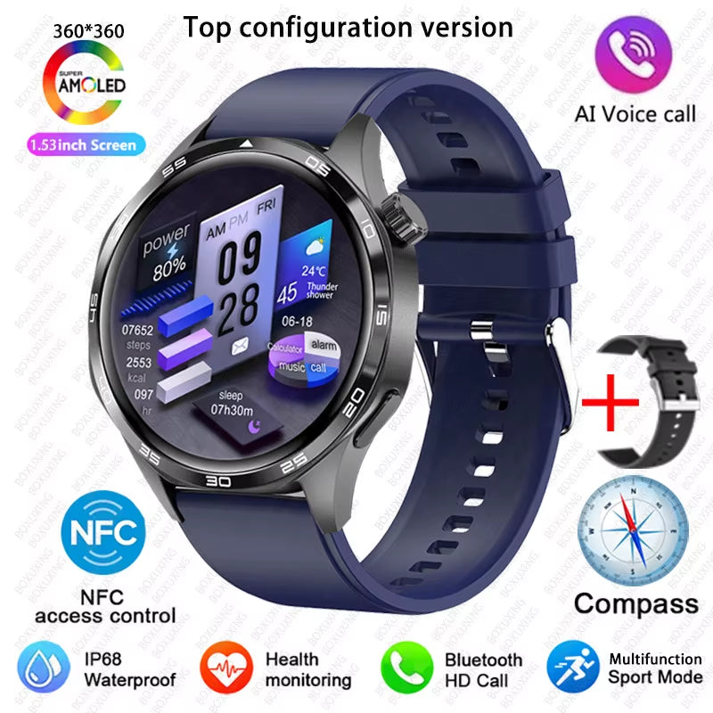 2026 New Smart Watch Men Watch 5 Pro AMOLED HD Screen Bluetooth Call GPS Trajectory NFC Heart Rate Compass Smartwatches