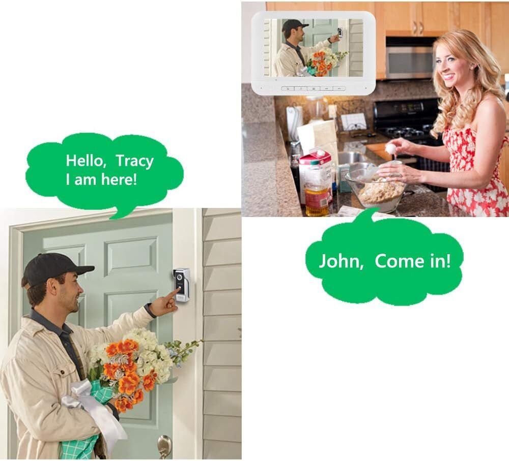 Wired Video Intercom System, 7 Inches Video Doorbell Door Phone System, HD Ca...