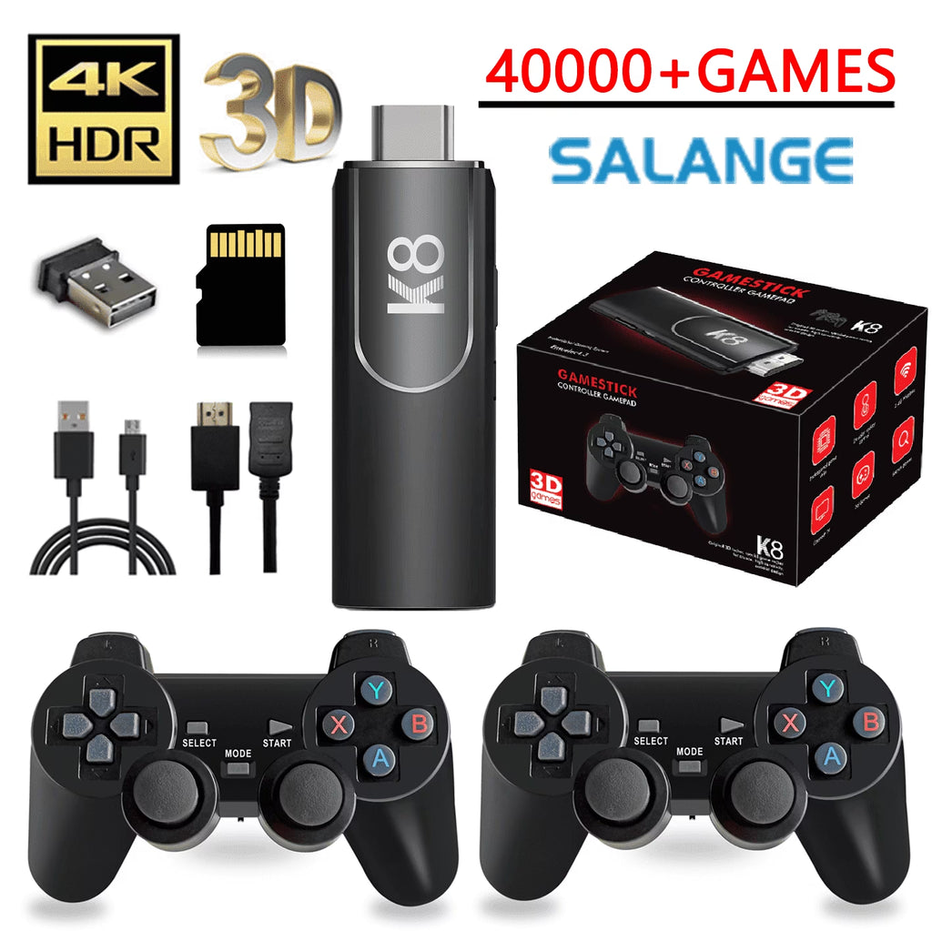 K8 2.4G Wireless Controllers External Retro Game Stick. 64G, Black