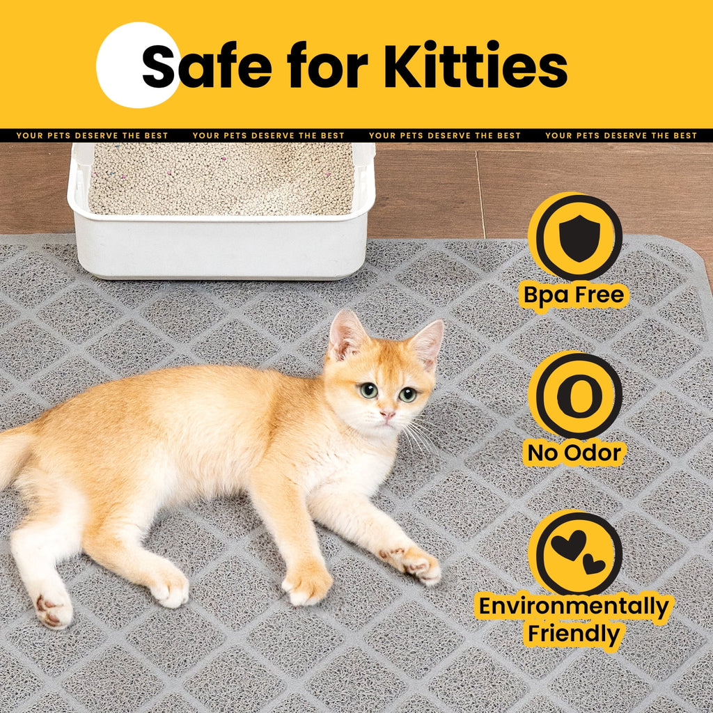 Cat Litter Mat, 40" X 28" Premium Durable PVC, Non-Slip, Less Waste, Urine Waterproof