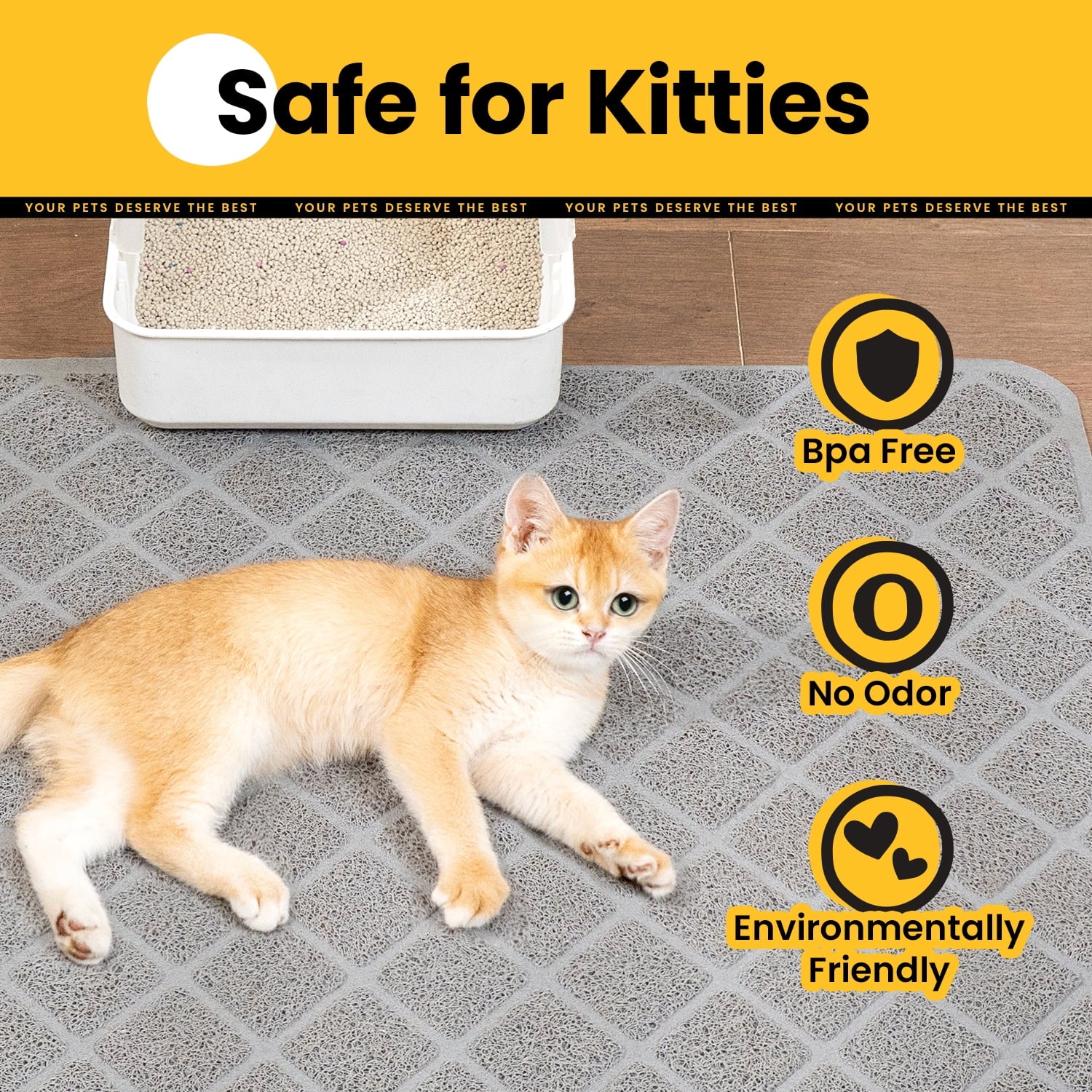 Cat Litter Mat, 40" X 28" Premium Durable PVC, Non-Slip, Less Waste, Urine Waterproof
