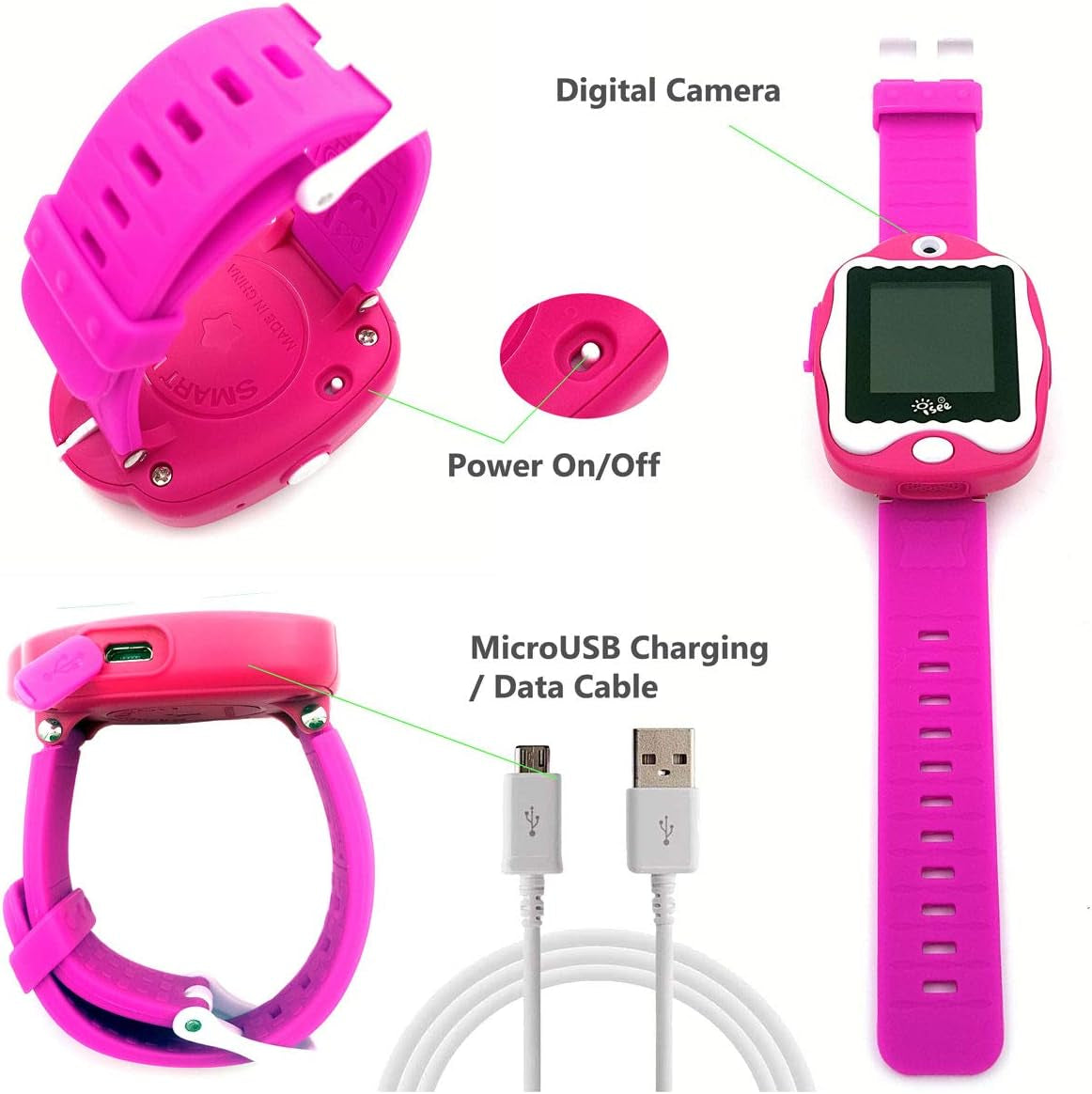 Smartwatch for Kids - Colorful Interactive Children'S Smart Game Watch with Camera, Video Recorder, Voice Changer, Digital Watch for Girls (Pink)