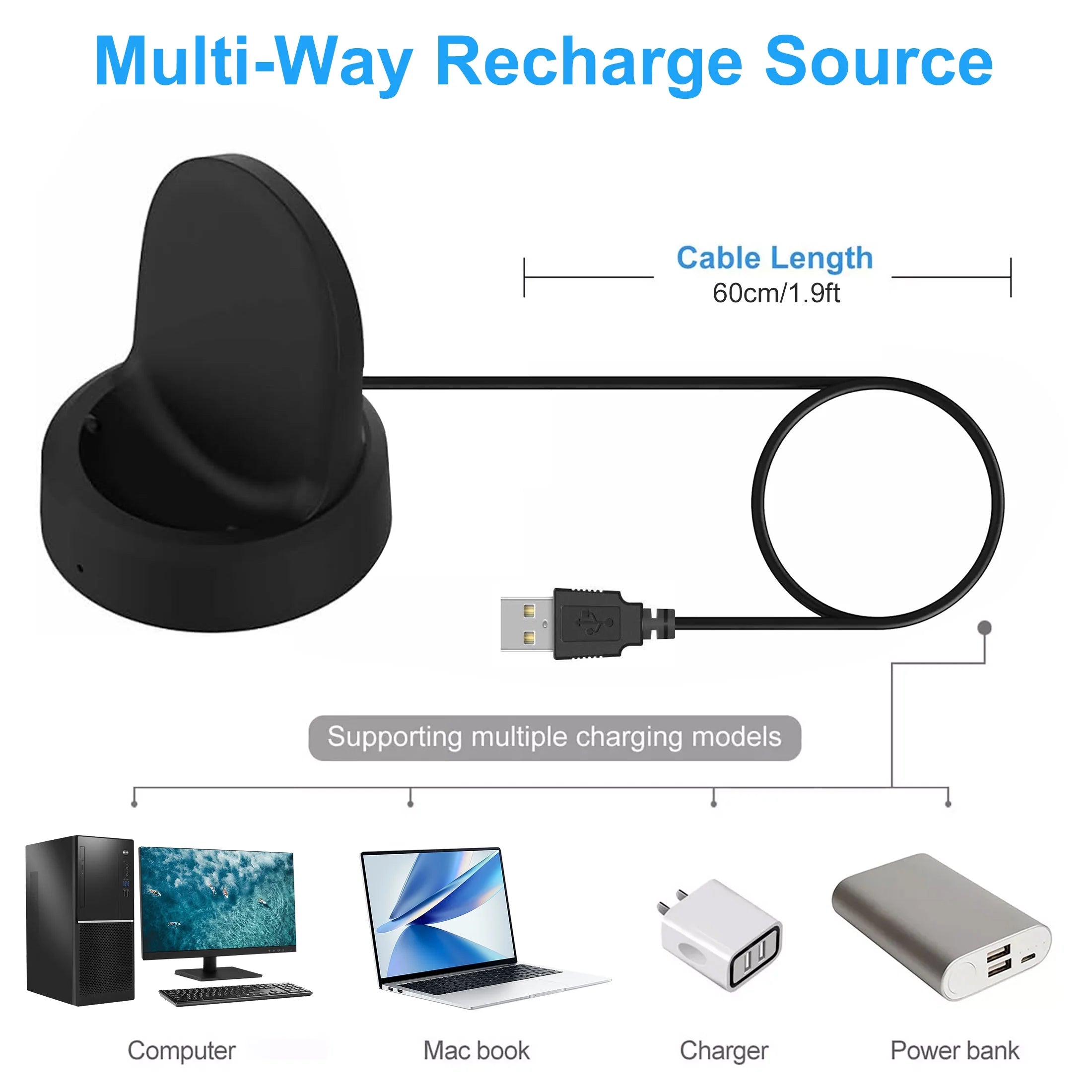 Wireless Charger Charging Dock Fit for Samsung Galaxy Watch 42Mm 46Mm, Replacement Charging Cradle Stand Fit for Samsung Galaxy Smart Watch SM-R800 SM-R805 SM-R810 SM-R815