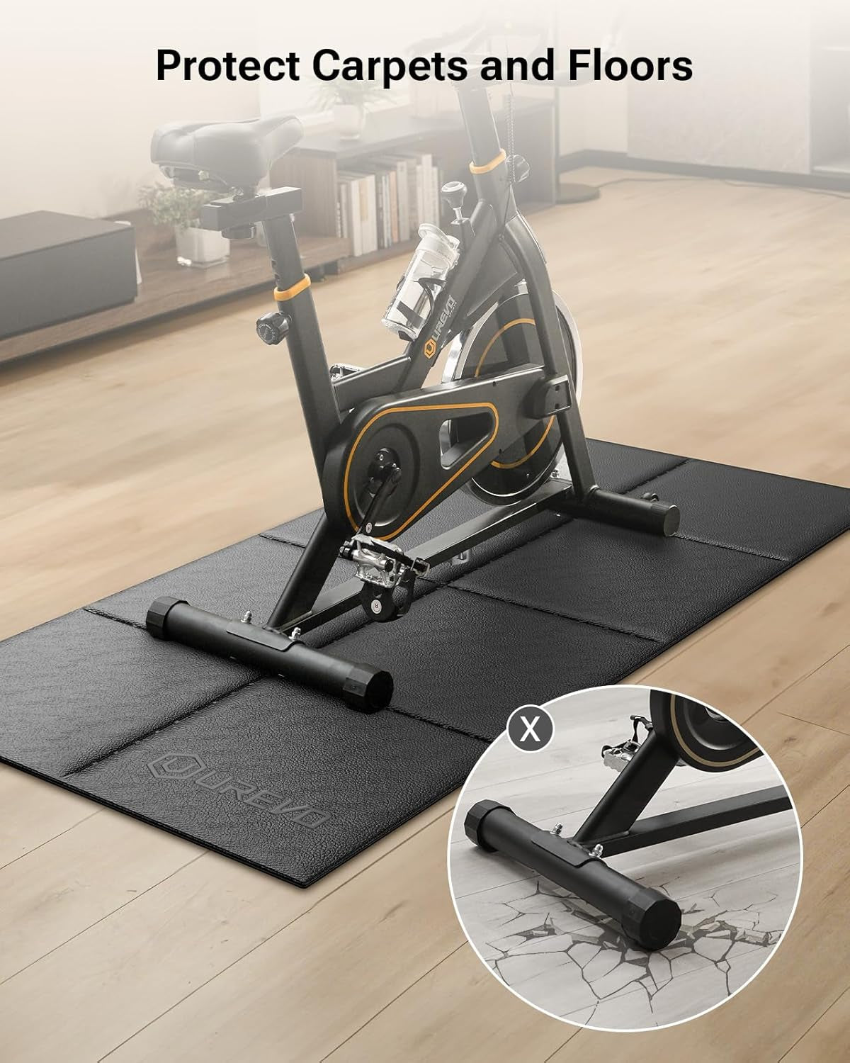 Foldable Treadmill Mat, Exercise Bike Mats for Home Gym Workout, Waterproof Non-Slip Exercise Equipment Mat Floor Protector for Indoor Walking Pad, Cycles, Rowing Machine, Elliptical