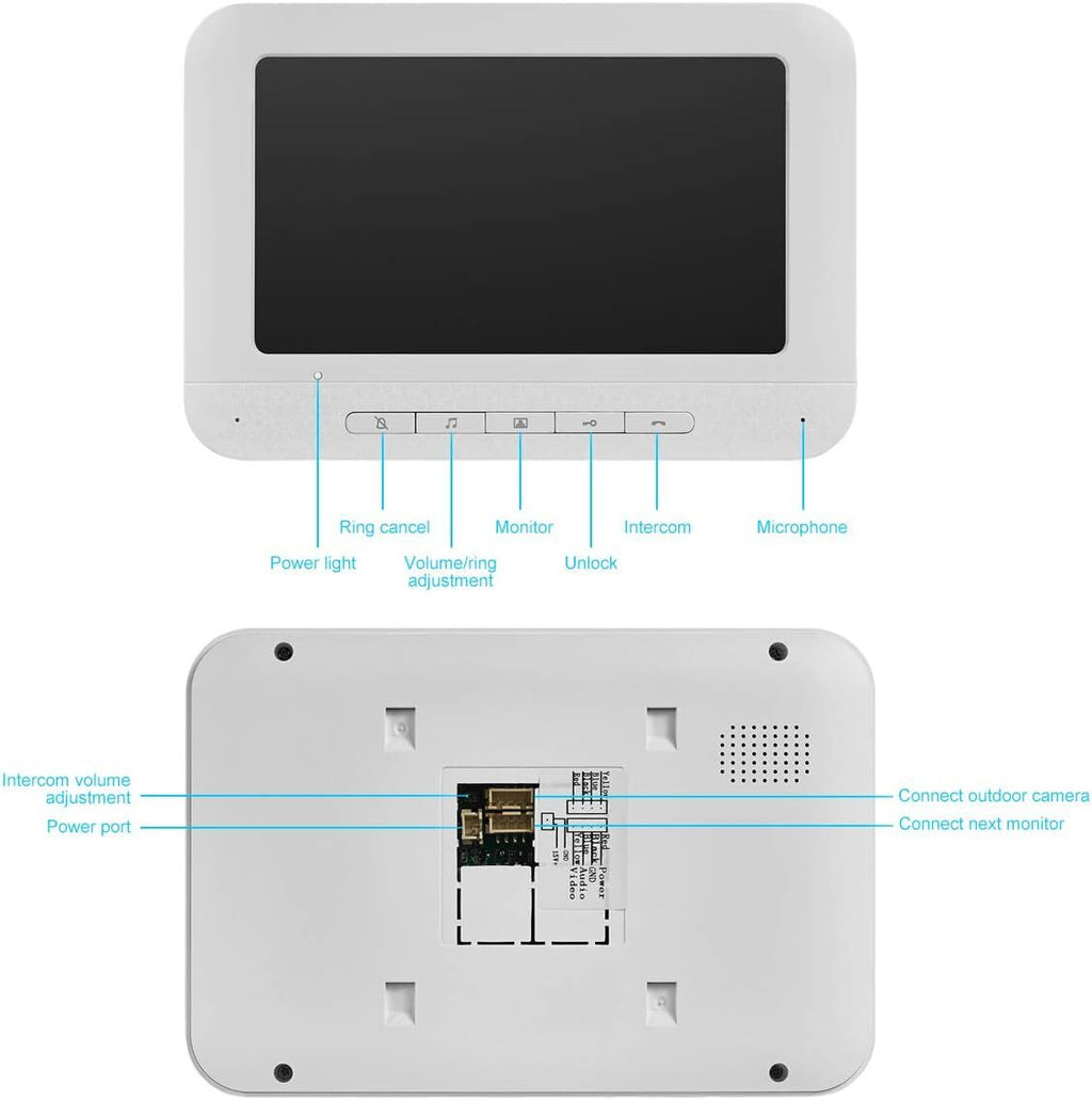 Wired Video Intercom System, 7 Inches Video Doorbell Door Phone System, HD Ca...