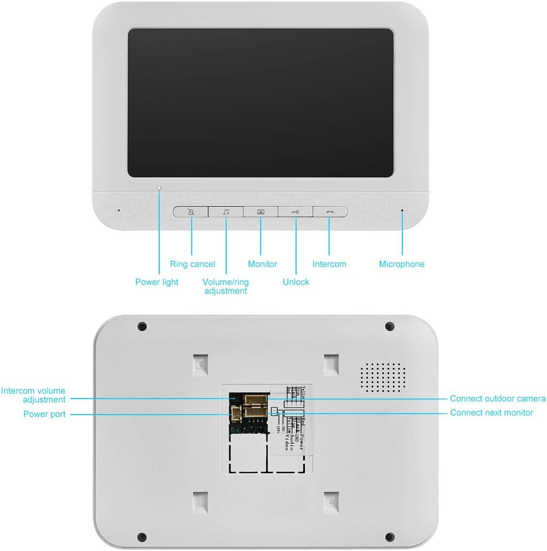 Wired Video Intercom System, 7 Inches Video Doorbell Door Phone System, HD Ca...