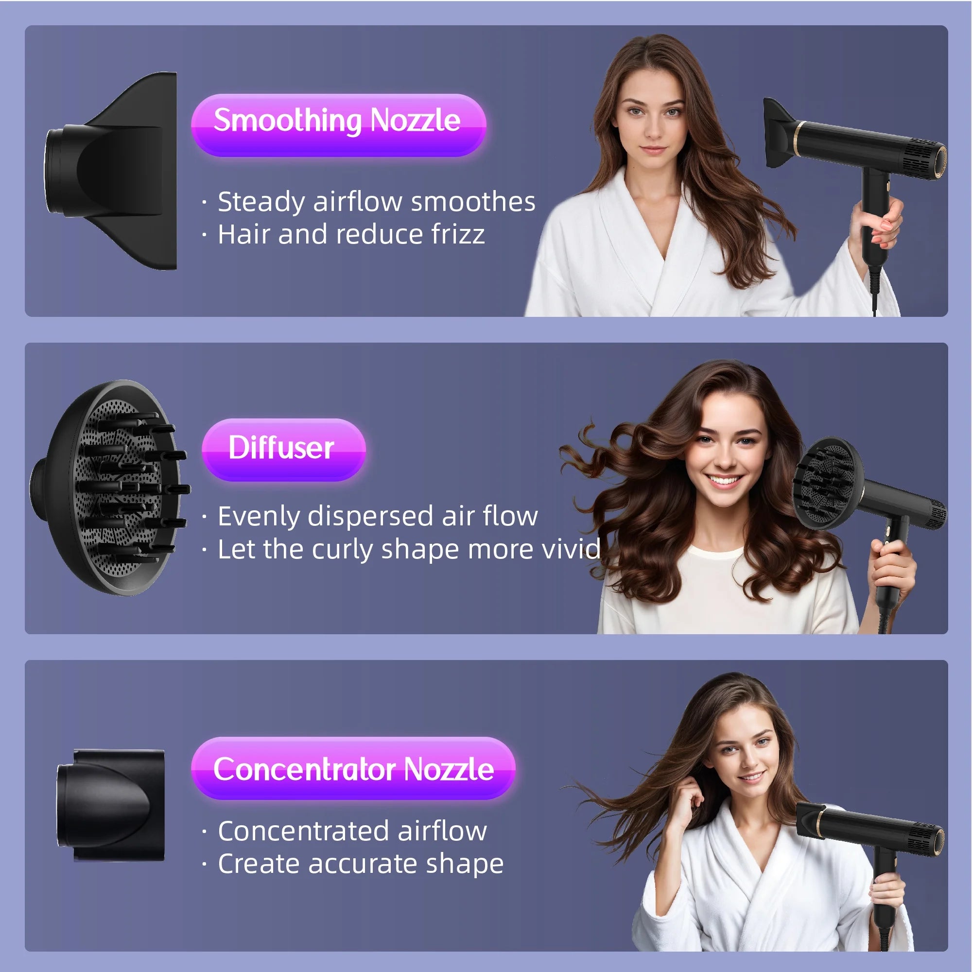 Ionic Hair Dryer, High Speed 110000RPM Blow Dryer, Hair Blow Dryer with Diffuser for Women