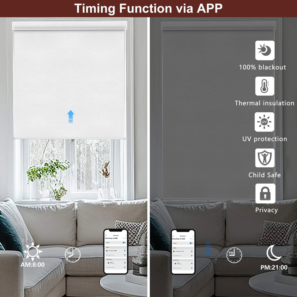 Motorized Roller Shades 100% Blackout Cream