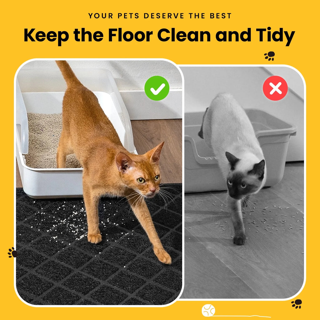 Cat Litter Mat, 47" X 35" Premium Durable PVC, Non-Slip, Less Waste, Urine Waterproof