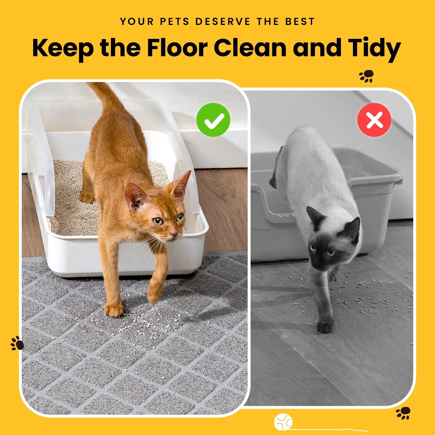 Cat Litter Mat, 40" X 28" Premium Durable PVC, Non-Slip, Less Waste, Urine Waterproof