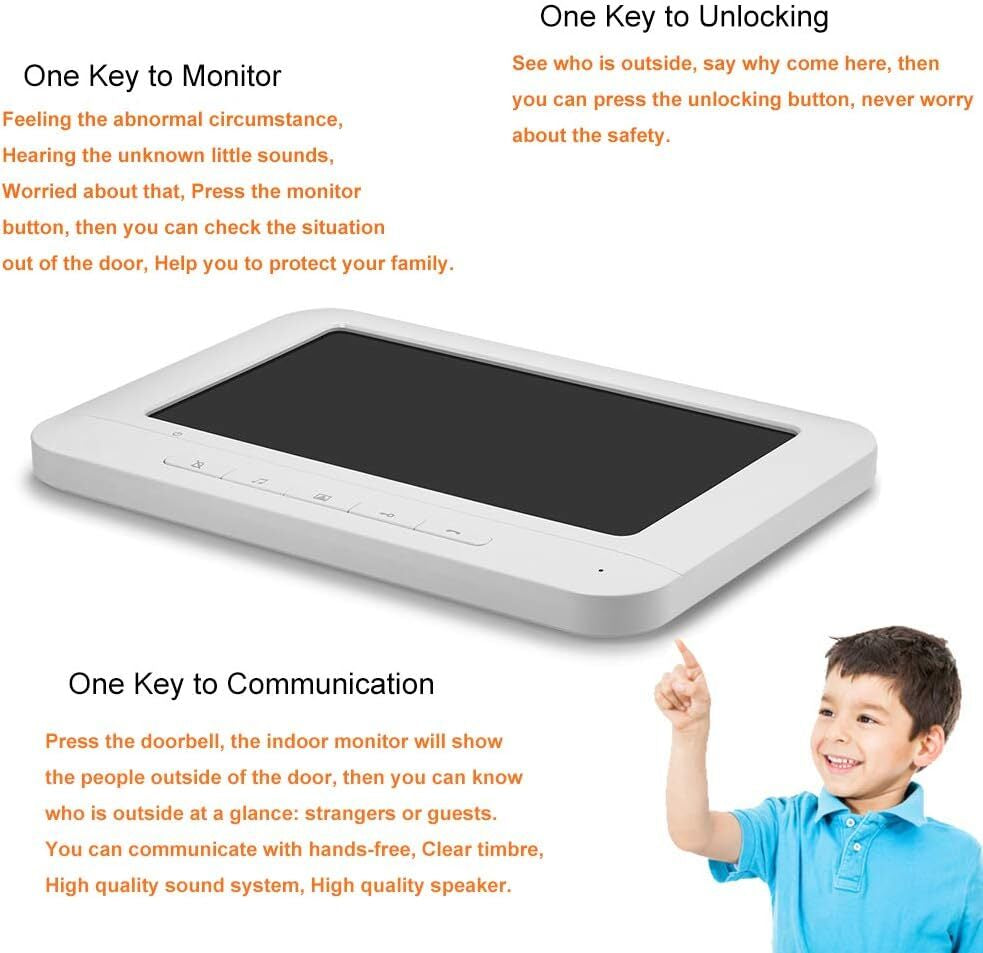 Wired Video Intercom System, 7 Inches Video Doorbell Door Phone System, HD Ca...