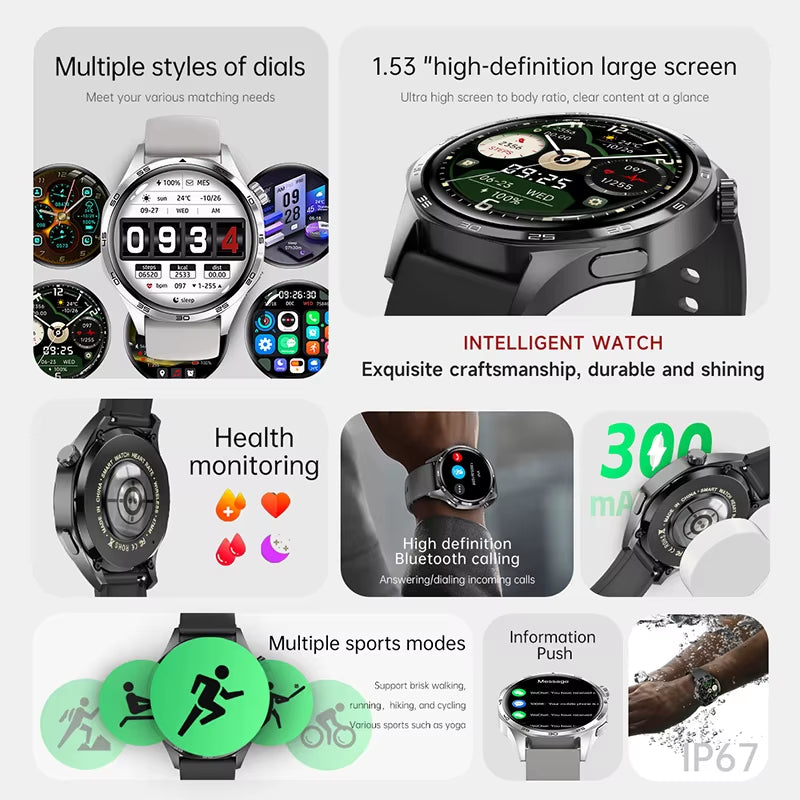 2026 New Smart Watch Men Watch 5 Pro AMOLED HD Screen Bluetooth Call GPS Trajectory NFC Heart Rate Compass Smartwatches