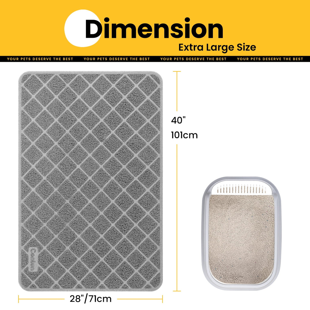 Cat Litter Mat, 40" X 28" Premium Durable PVC, Non-Slip, Less Waste, Urine Waterproof