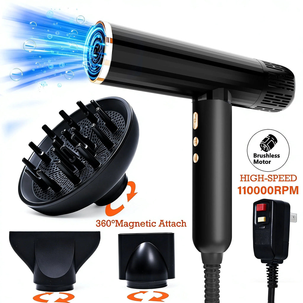 Ionic Hair Dryer, High Speed 110000RPM Blow Dryer, Hair Blow Dryer with Diffuser for Women