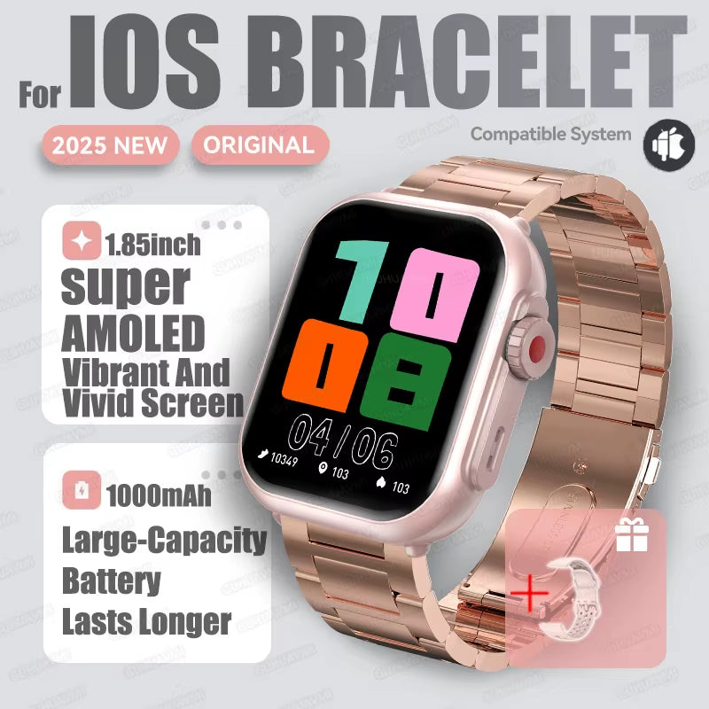 2025 New Fashion Sports Smart Watch Men Women 1.85-Inch HD AMOLED Full Touch Screen IP68 Waterproof Bluetooth Call Smartwatches