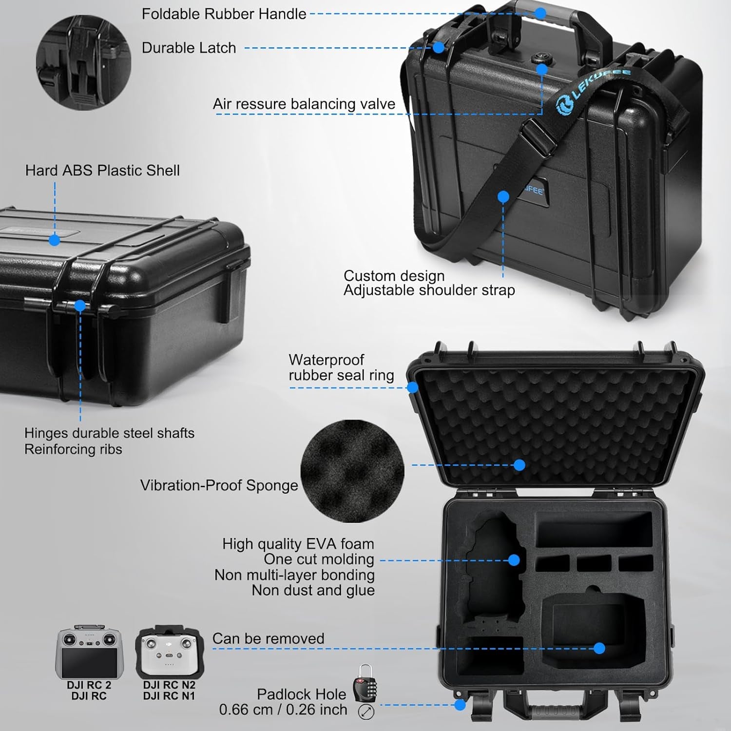 Waterproof Carrying Case for DJI Mini 4/3 Drones & Remote Controllers