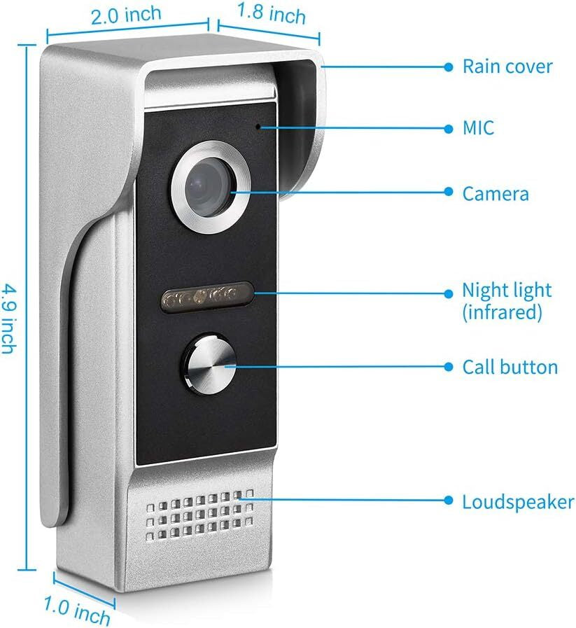 Wired Video Intercom System, 7 Inches Video Doorbell Door Phone System, HD Ca...